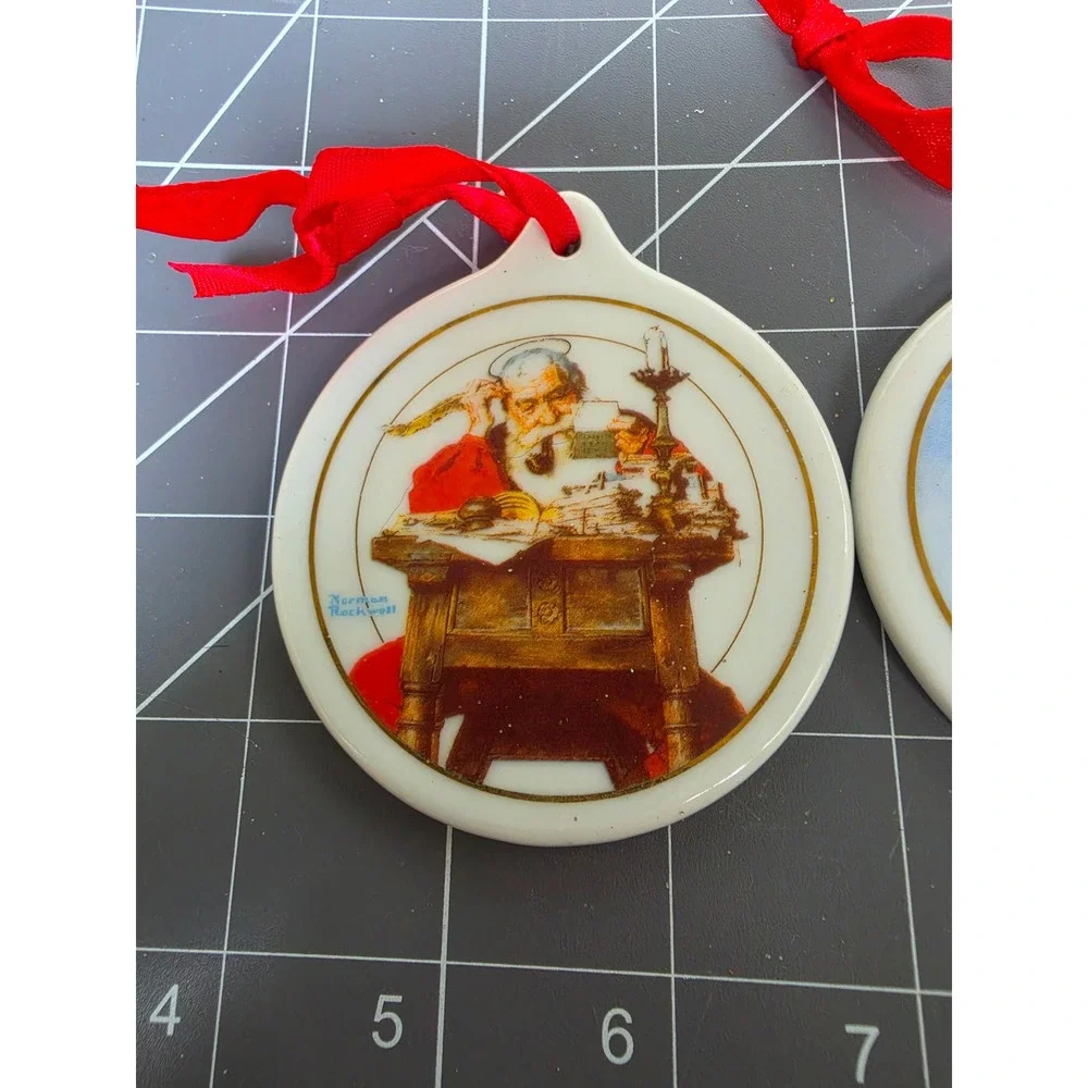 Norman Rockwell JCPenney Christmas Ornaments Set 1996 1997 1998 Santa Porcelain